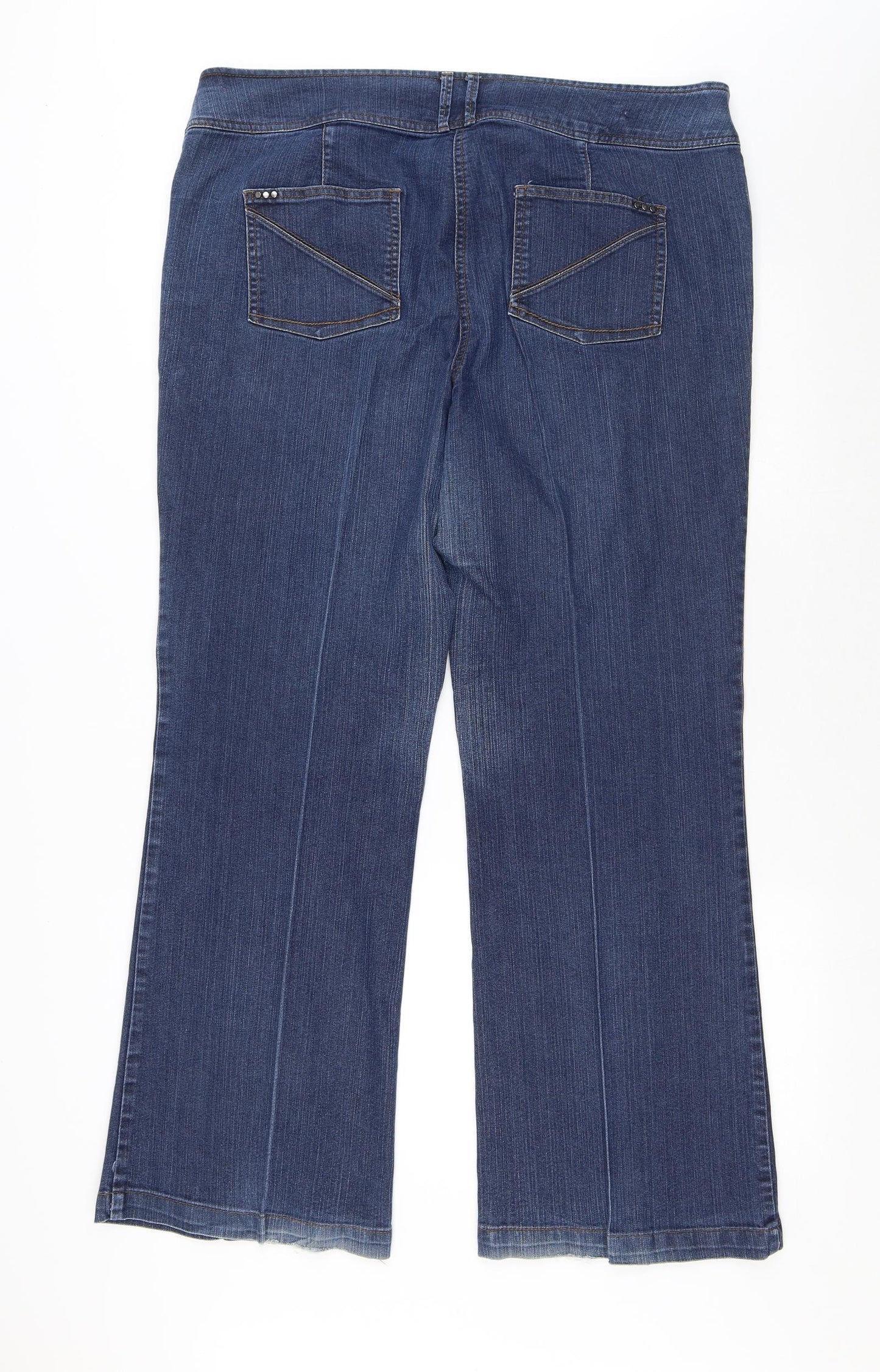 Wallis Womens Blue Cotton Flared Jeans Size 20 L31 in Regular Button
