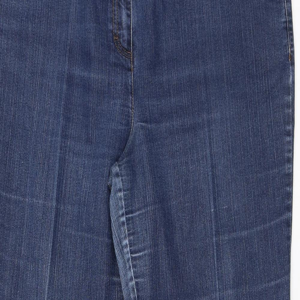 Wallis Womens Blue Cotton Flared Jeans Size 20 L31 in Regular Button
