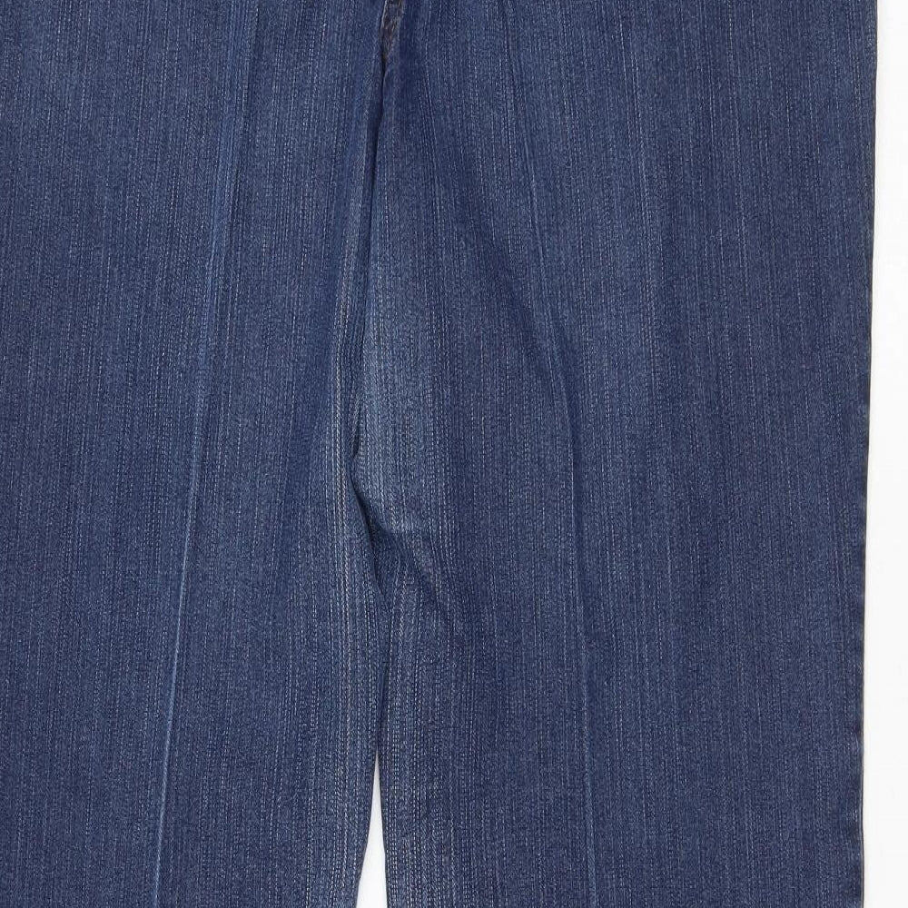 Wallis Womens Blue Cotton Flared Jeans Size 20 L31 in Regular Button