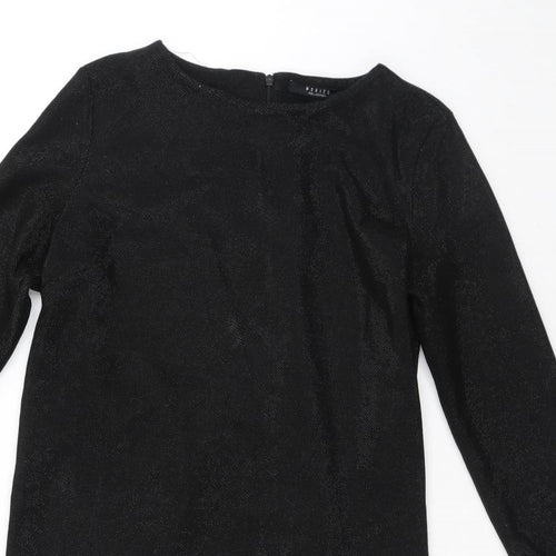 Mohito Womens Black Viscose Jumper Dress Size M Round Neck Zip