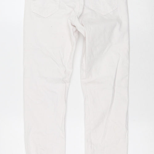 Zara Womens White Cotton Skinny Jeans Size 8 L26 in Regular Button