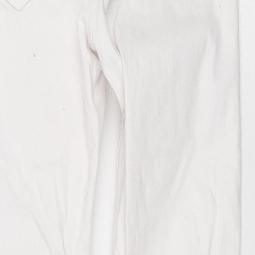 Zara Womens White Cotton Skinny Jeans Size 8 L26 in Regular Button