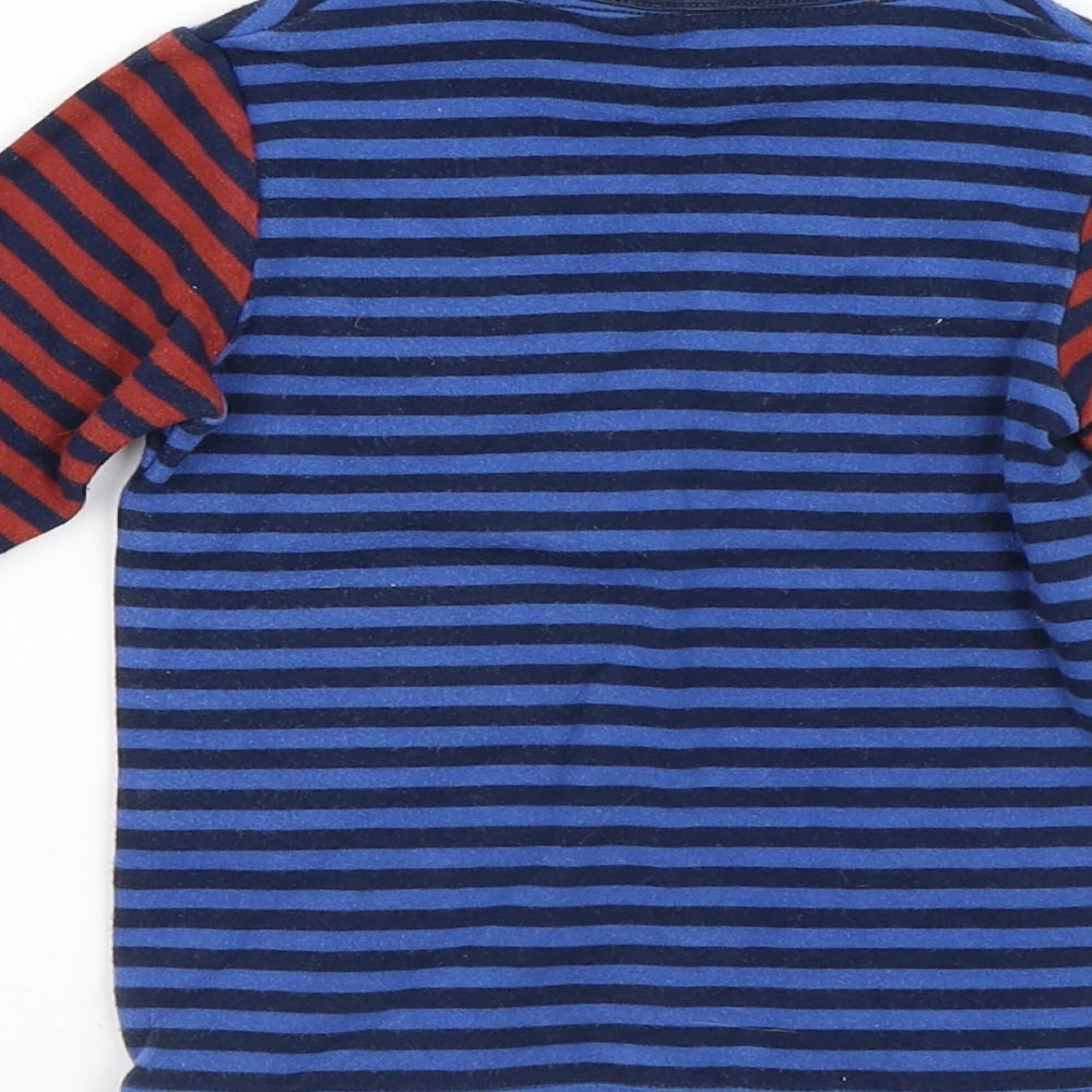 Marks and Spencer Boys Multicoloured Striped Cotton Basic T-Shirt Size 12-18 Months Round Neck