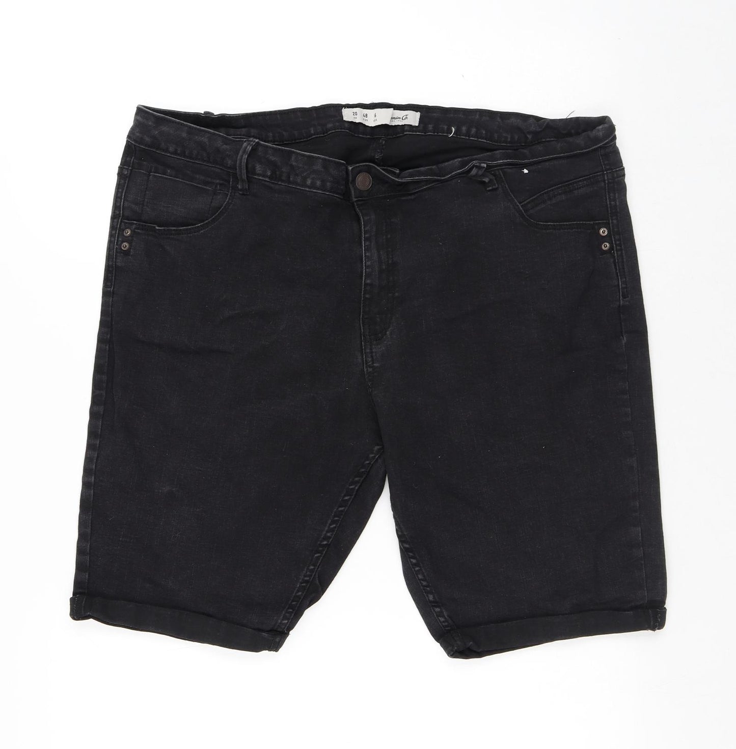 Denim & Co. Womens Black Cotton Bermuda Shorts Size 20 L10 in Regular Button