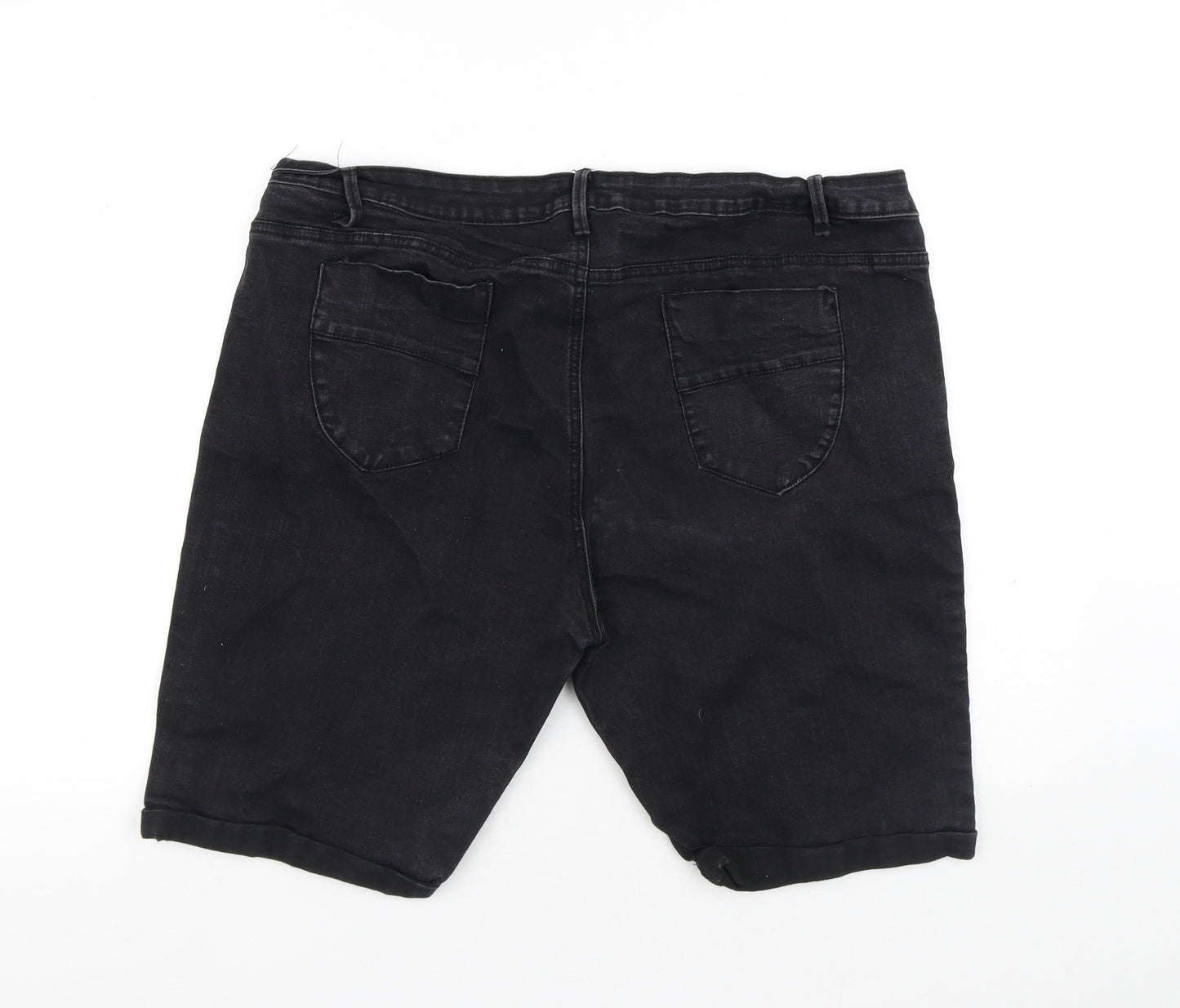 Denim & Co. Womens Black Cotton Bermuda Shorts Size 20 L10 in Regular Button