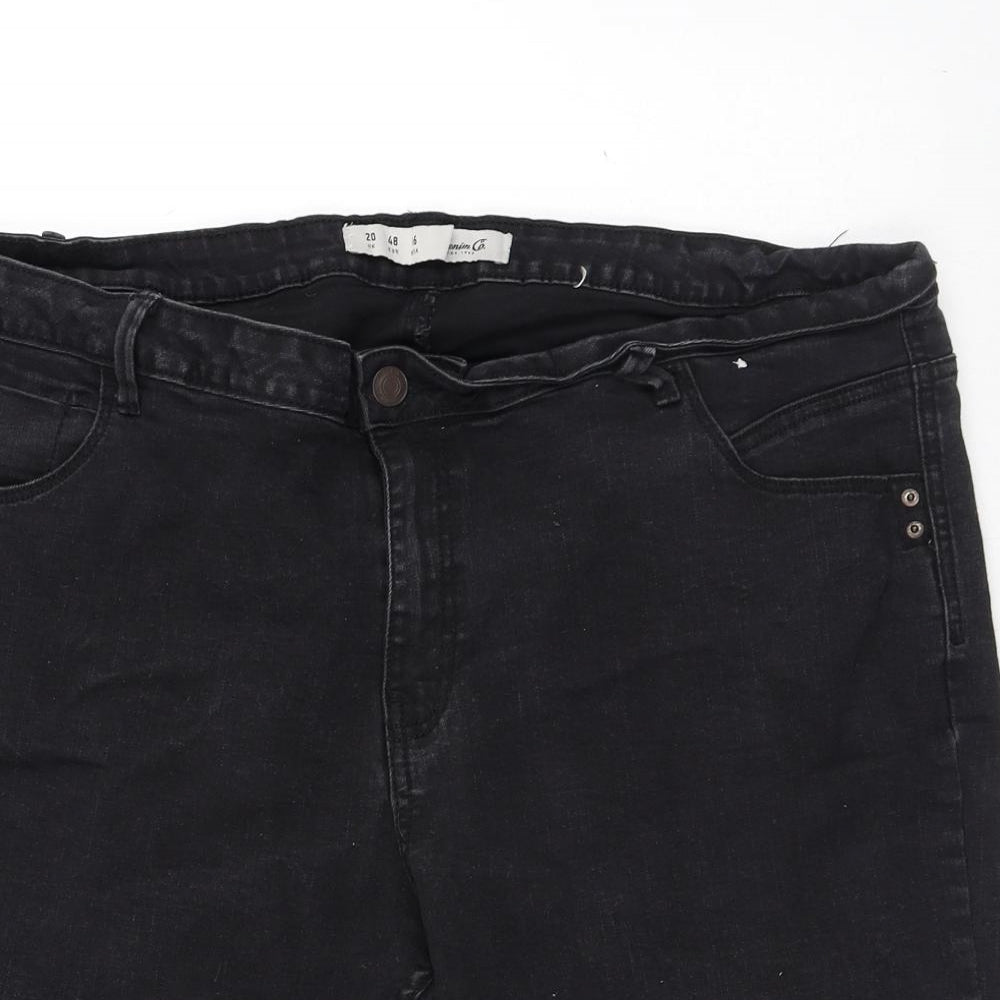 Denim & Co. Womens Black Cotton Bermuda Shorts Size 20 L10 in Regular Button