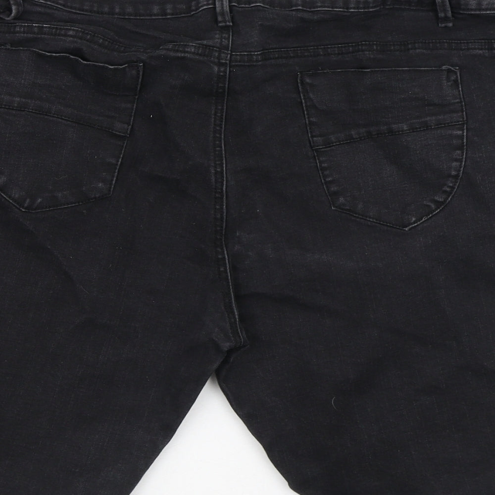 Denim & Co. Womens Black Cotton Bermuda Shorts Size 20 L10 in Regular Button