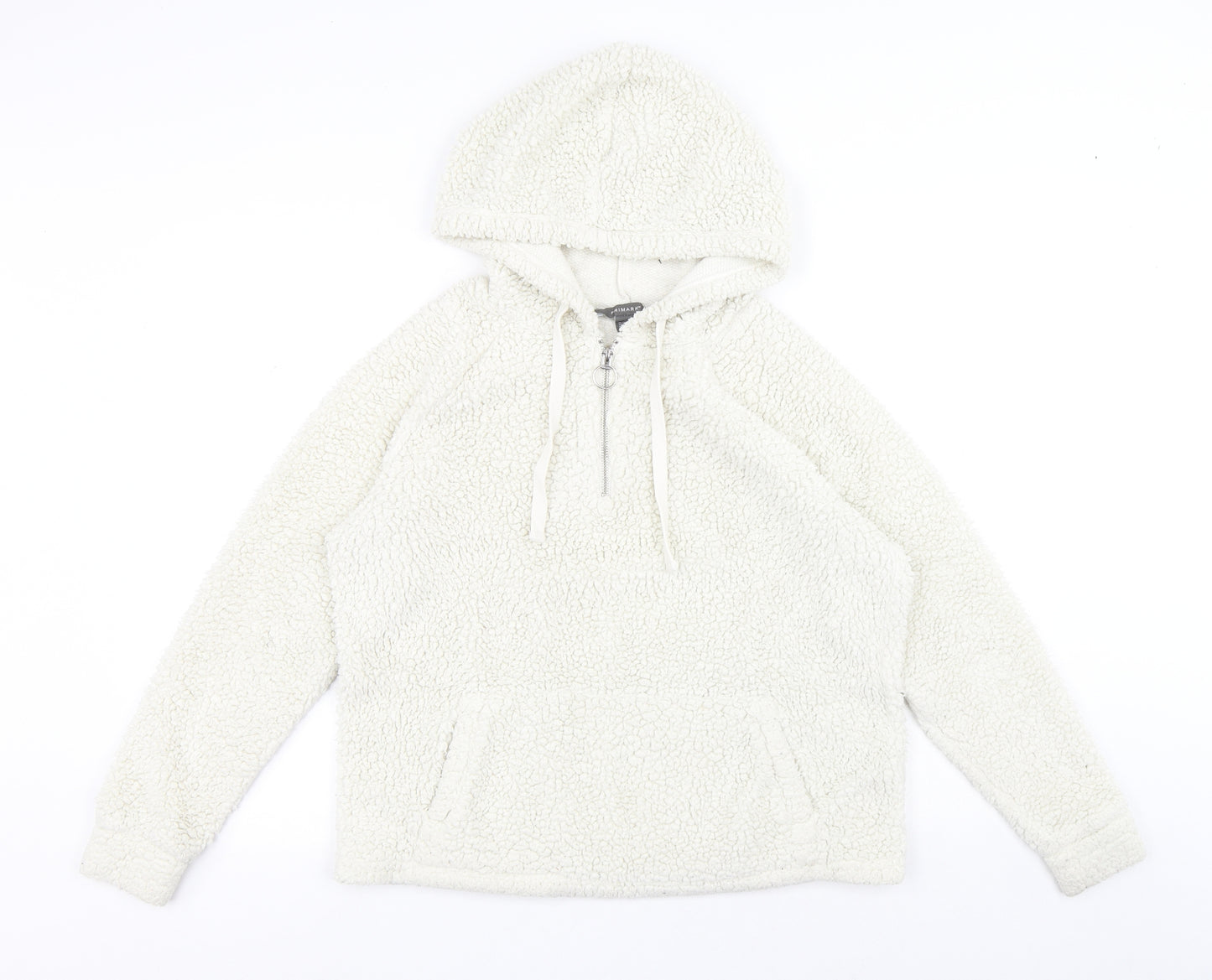 Primark Womens White Polyester Pullover Hoodie Size M Zip