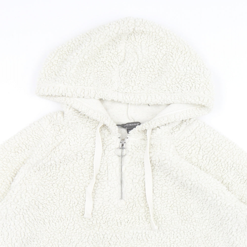 Primark Womens White Polyester Pullover Hoodie Size M Zip