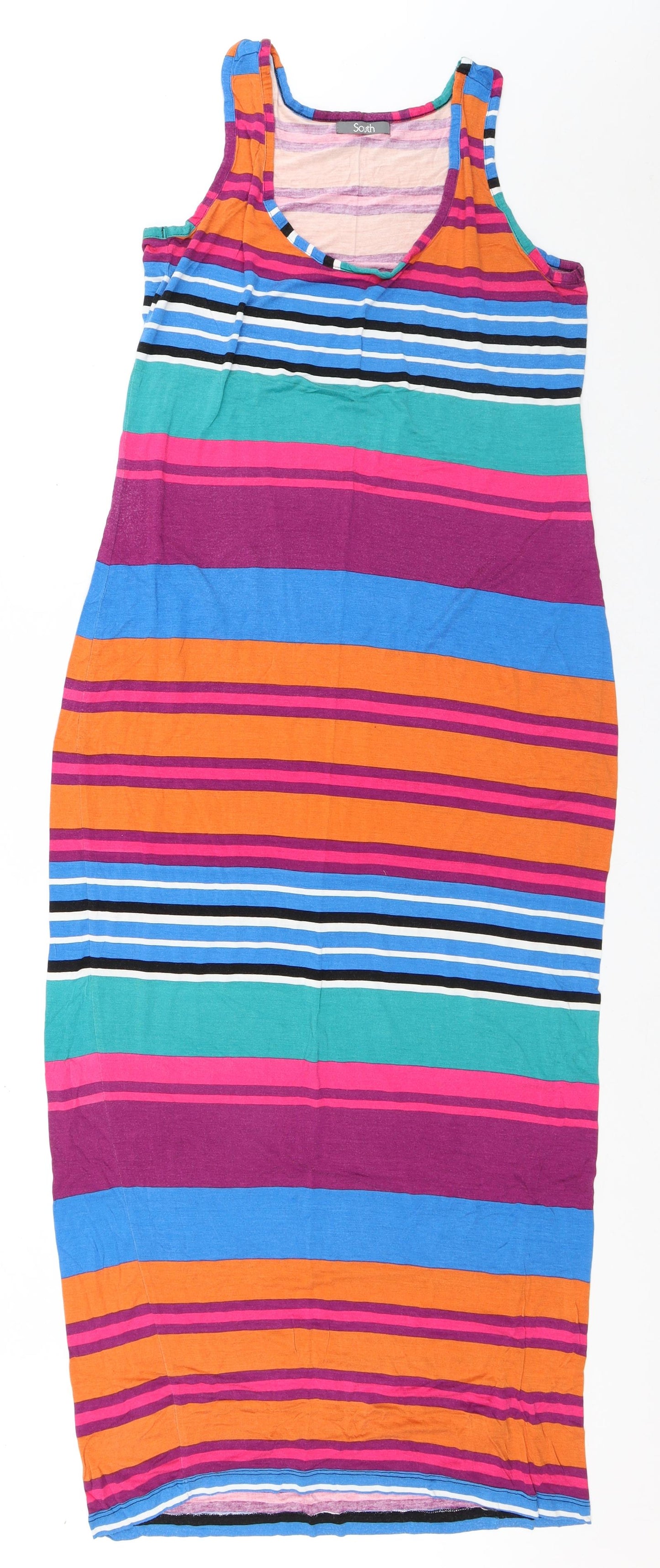South Womens Multicoloured Striped Viscose Bodycon Size 14 Round Neck