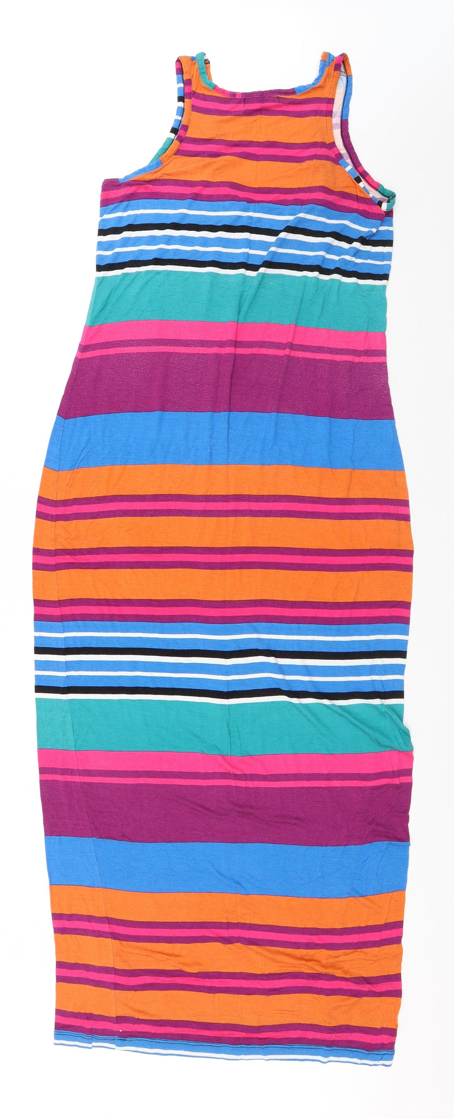 South Womens Multicoloured Striped Viscose Bodycon Size 14 Round Neck