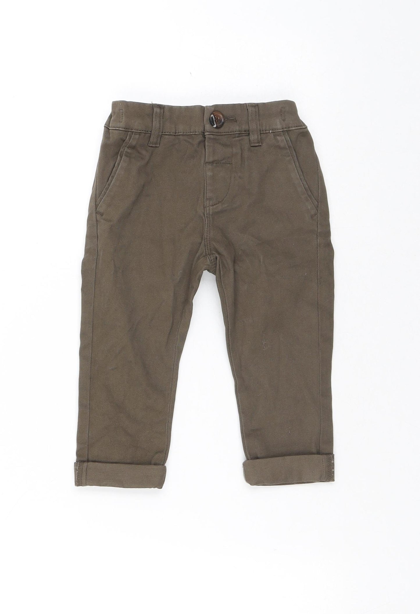 NEXT Boys Green Cotton Capri Trousers Size 9-12 Months Button