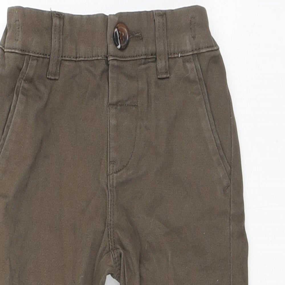 NEXT Boys Green Cotton Capri Trousers Size 9-12 Months Button