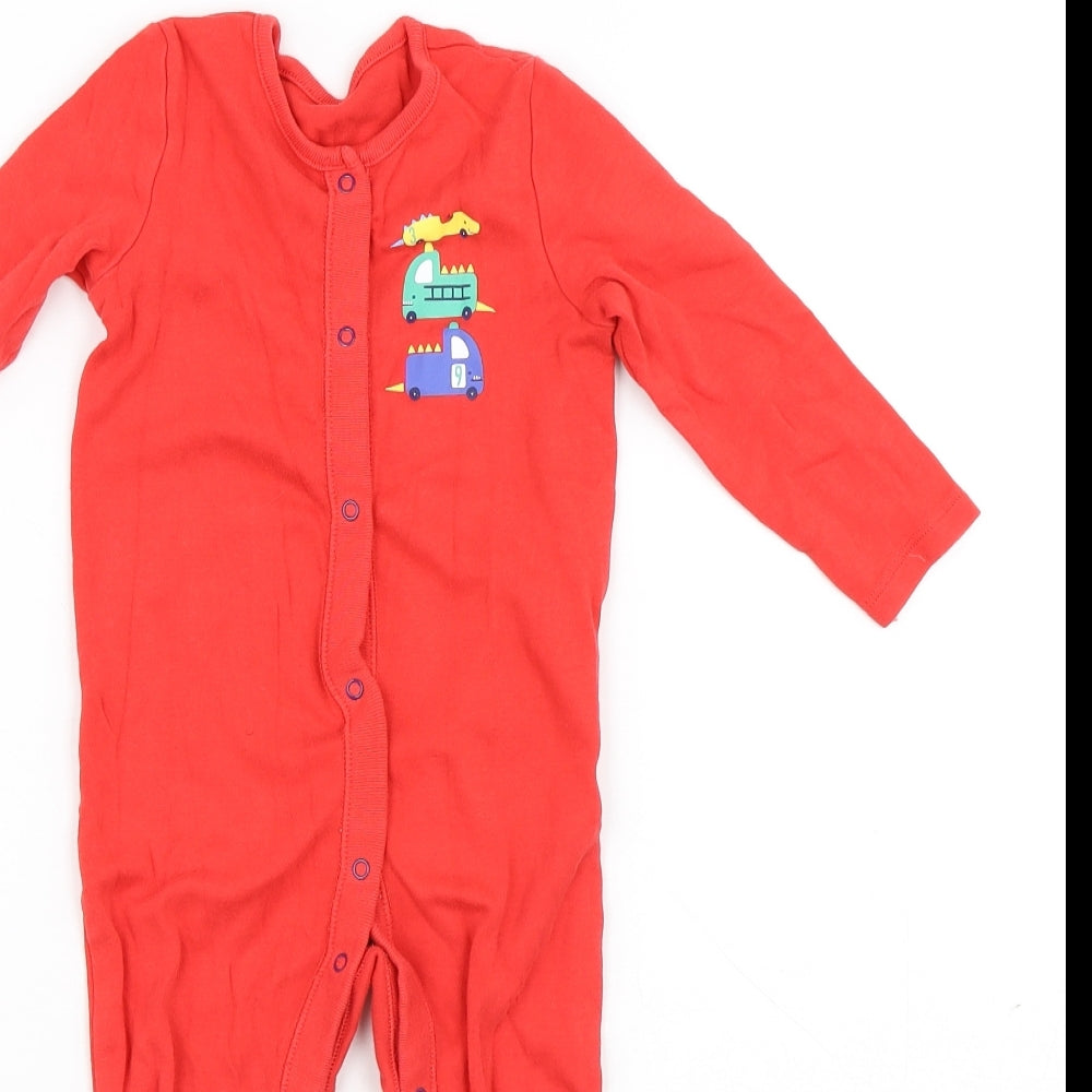 F&F Boys Red Cotton Babygrow One-Piece Size 12-18 Months Snap - Cars