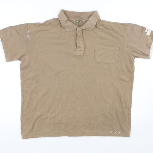 Canadian bear Mens Brown Cotton Polo Size M Collared Button