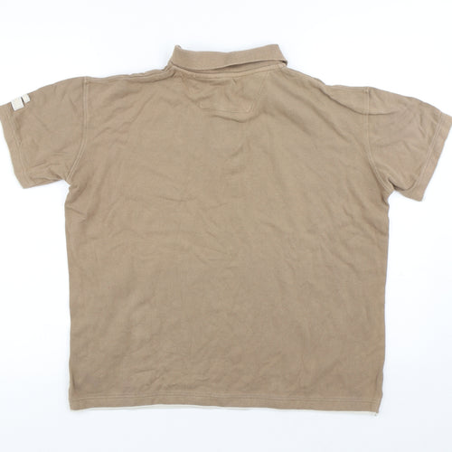 Canadian bear Mens Brown Cotton Polo Size M Collared Button