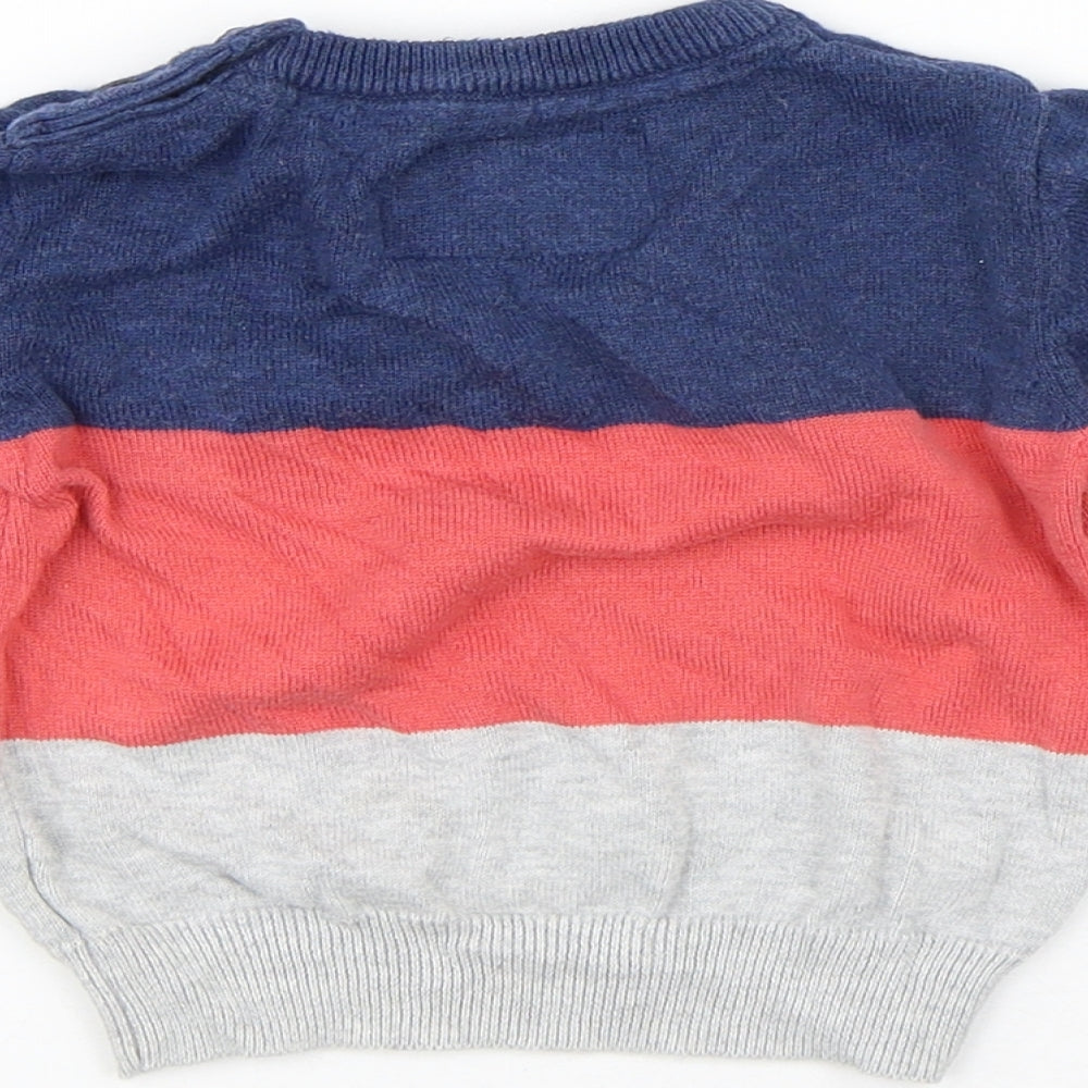 Little Rebel Boys Multicoloured Striped Cotton Pullover Jumper Size 12-18 Months Button