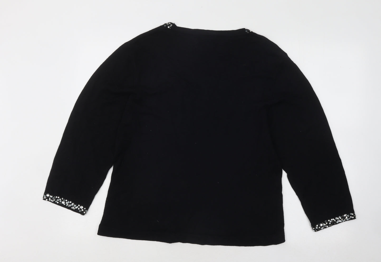 Papaya Womens Black Round Neck Polyester Pullover Jumper Size XL