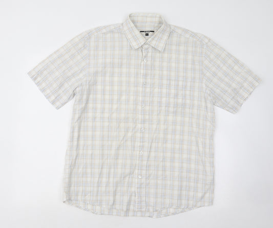 George Mens Multicoloured Plaid Cotton Button-Up Size L Collared Button