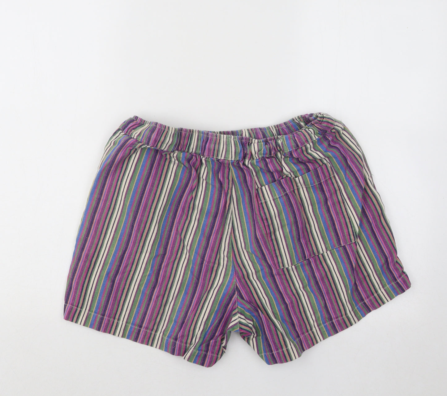 ASOS Mens Multicoloured Striped Cotton Sweat Shorts Size 32 in Regular Drawstring