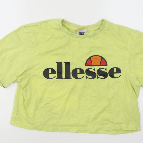 ellesse Womens Gold Cotton Cropped T-Shirt Size 10 Round Neck