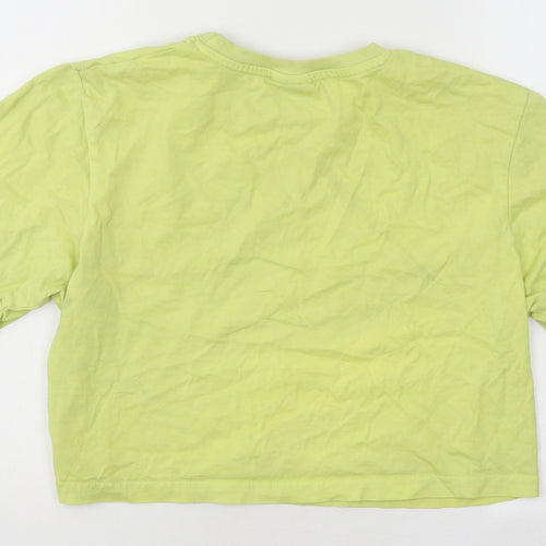 ellesse Womens Gold Cotton Cropped T-Shirt Size 10 Round Neck
