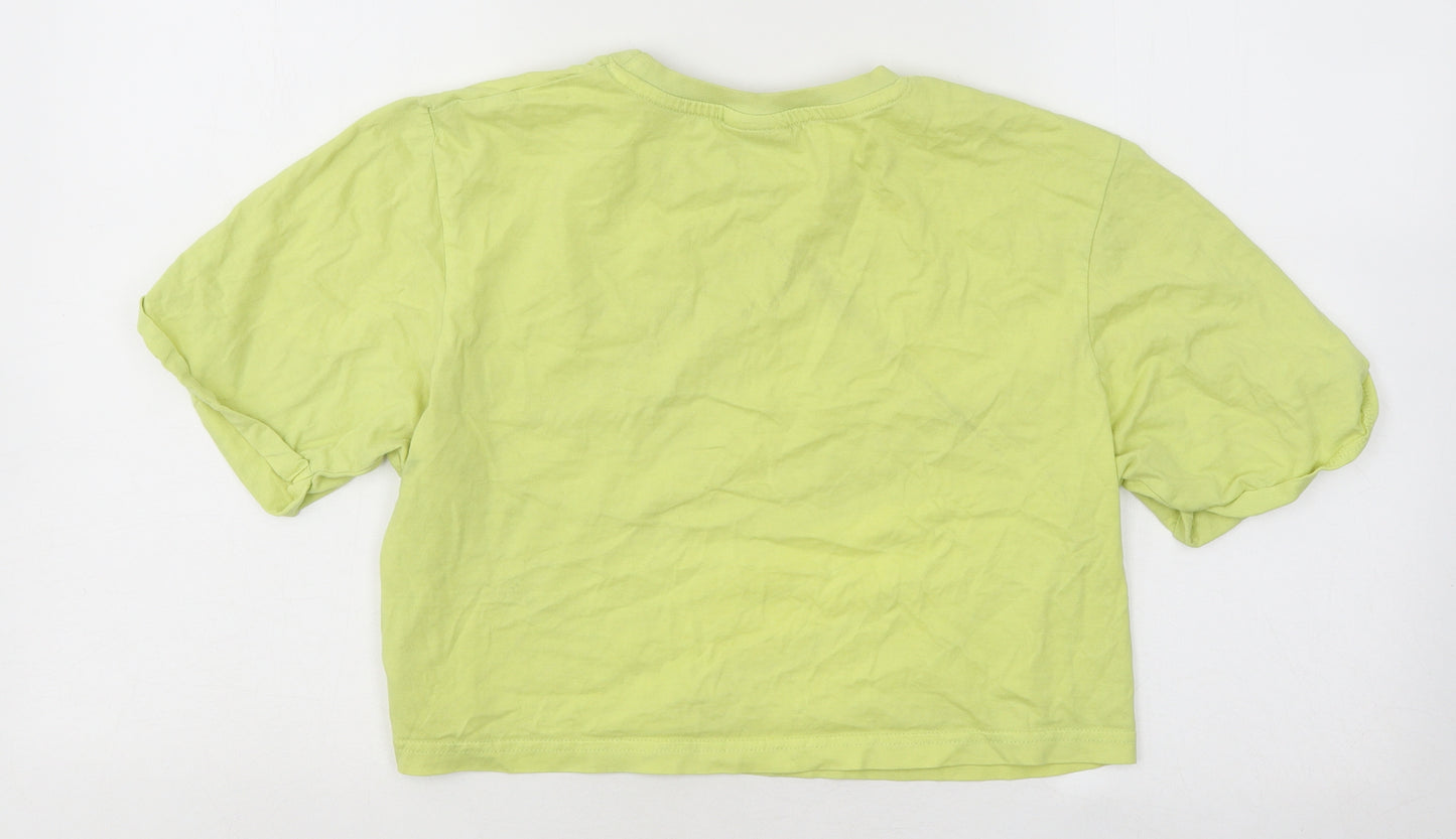 ellesse Womens Gold Cotton Cropped T-Shirt Size 10 Round Neck