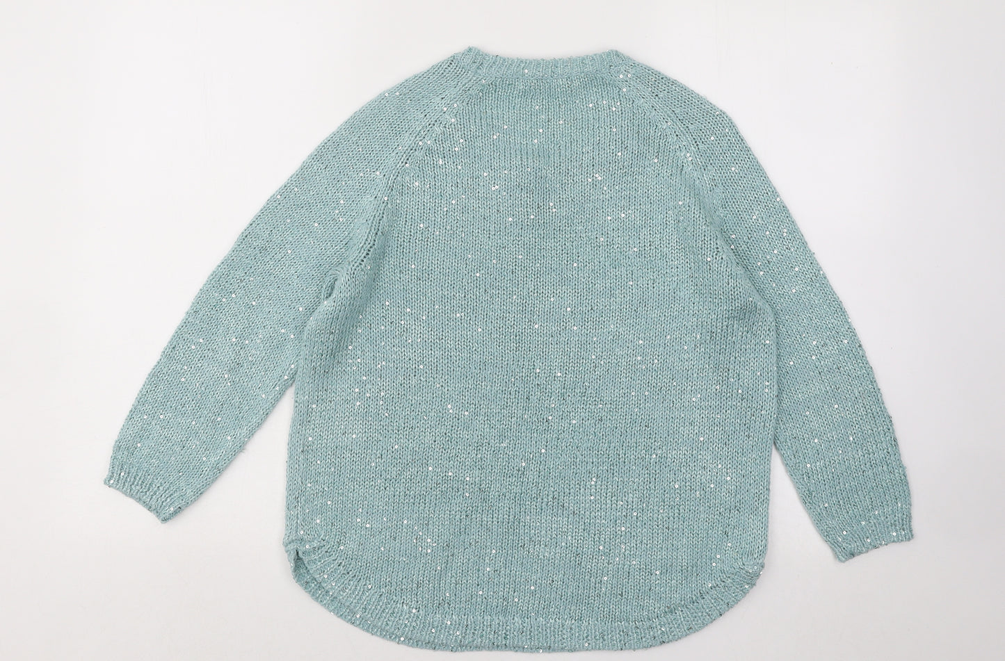 Marks and Spencer Womens Blue Round Neck Cotton Pullover Jumper Size 10