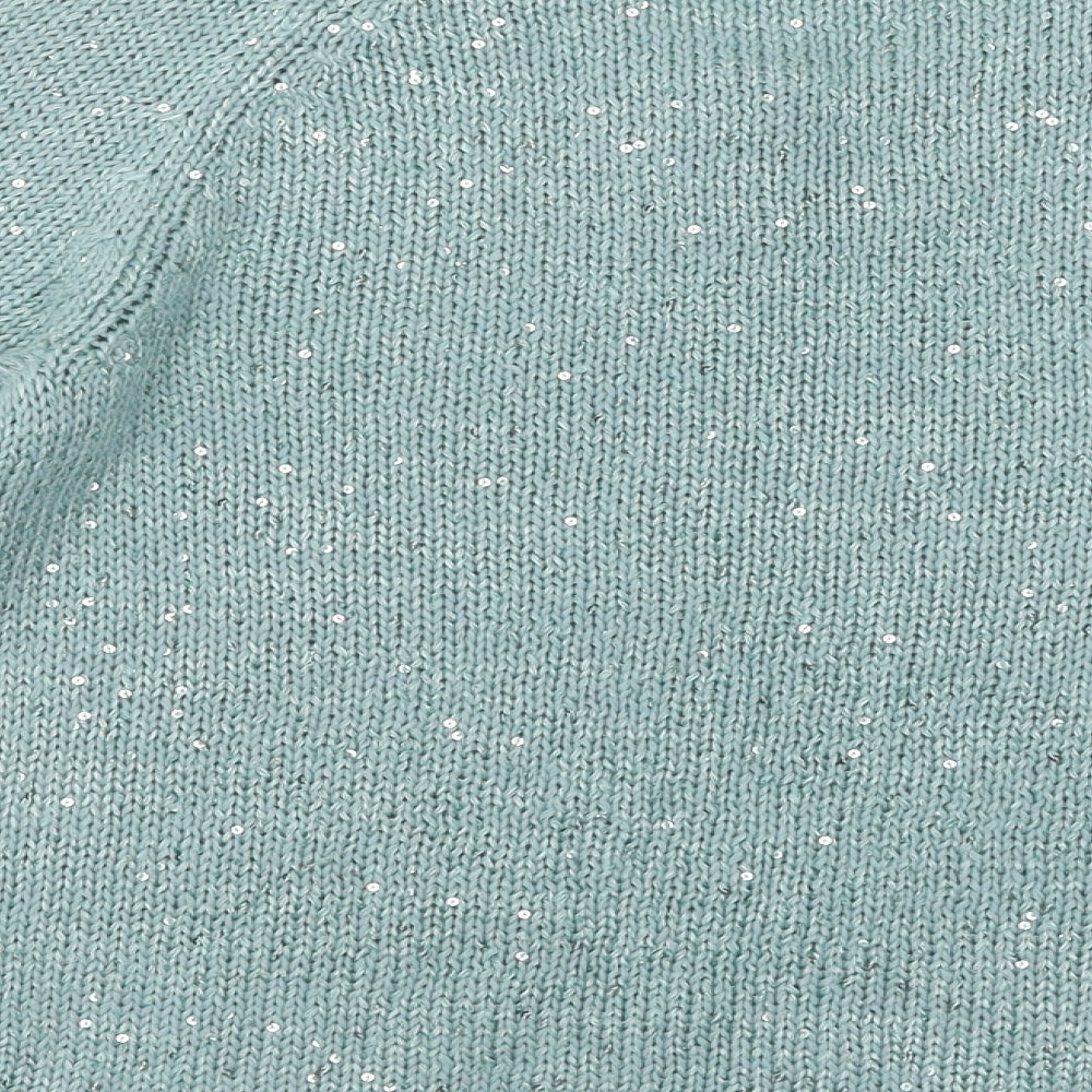Marks and Spencer Womens Blue Round Neck Cotton Pullover Jumper Size 10