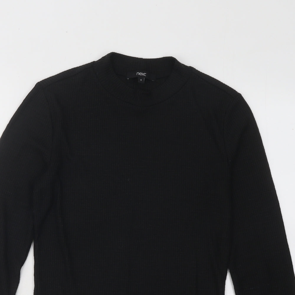 NEXT Womens Black Mock Neck Polyester Pullover Jumper Size 8 - Ribbed