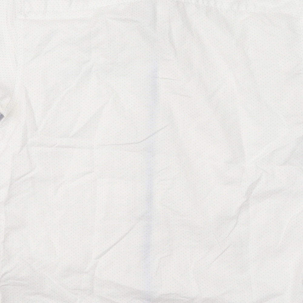 NEXT Mens White Geometric Cotton Button-Up Size M Collared Button