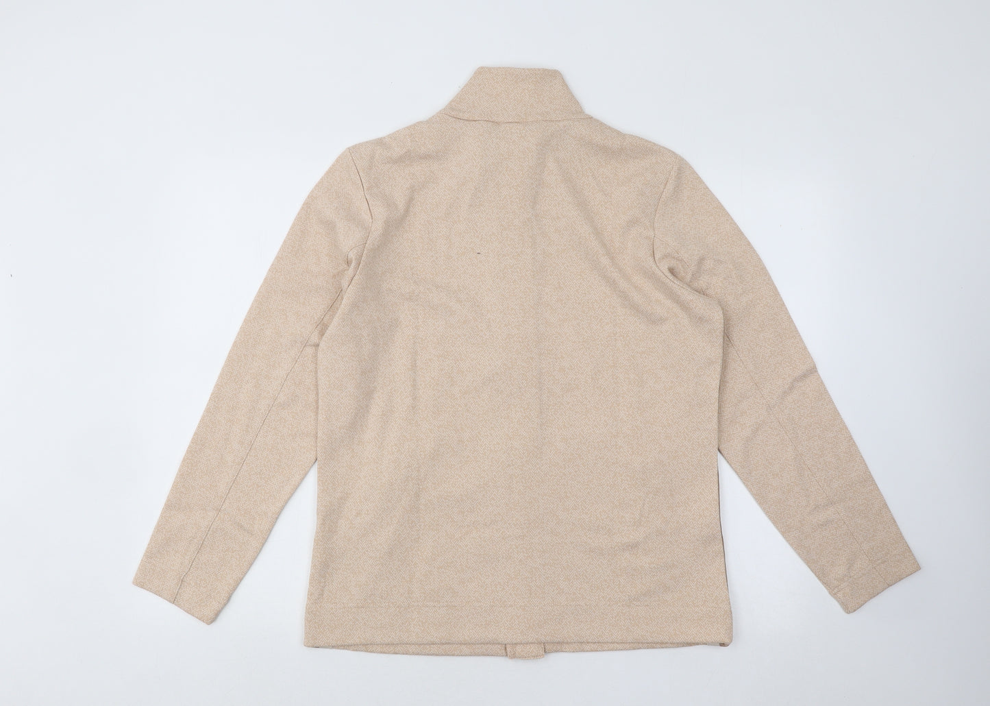 Damart Womens Beige Geometric Polyester Full Zip Sweatshirt Size 14 Zip