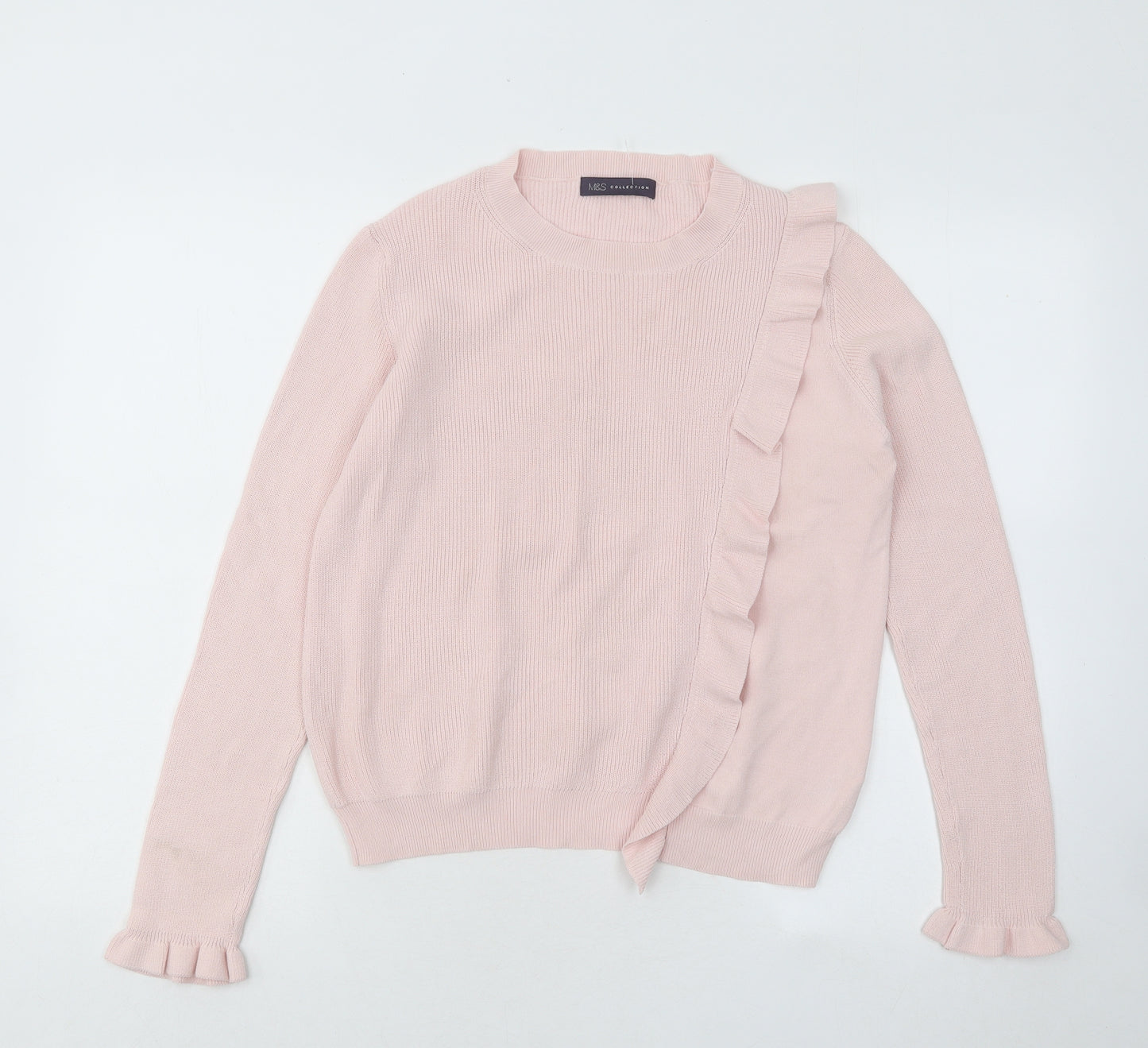 Marks and Spencer Womens Pink Round Neck Viscose Pullover Jumper Size 12