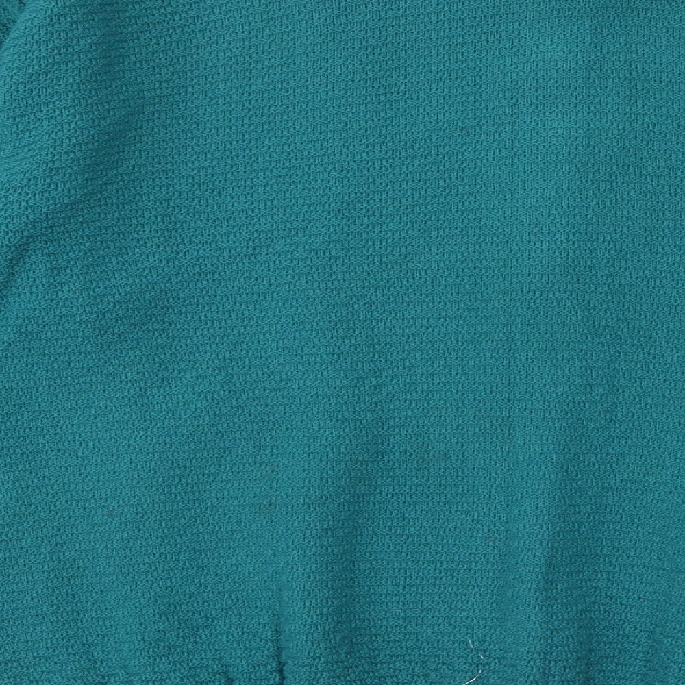 Capers Womens Blue Round Neck Geometric Acrylic Cardigan Jumper Size XL