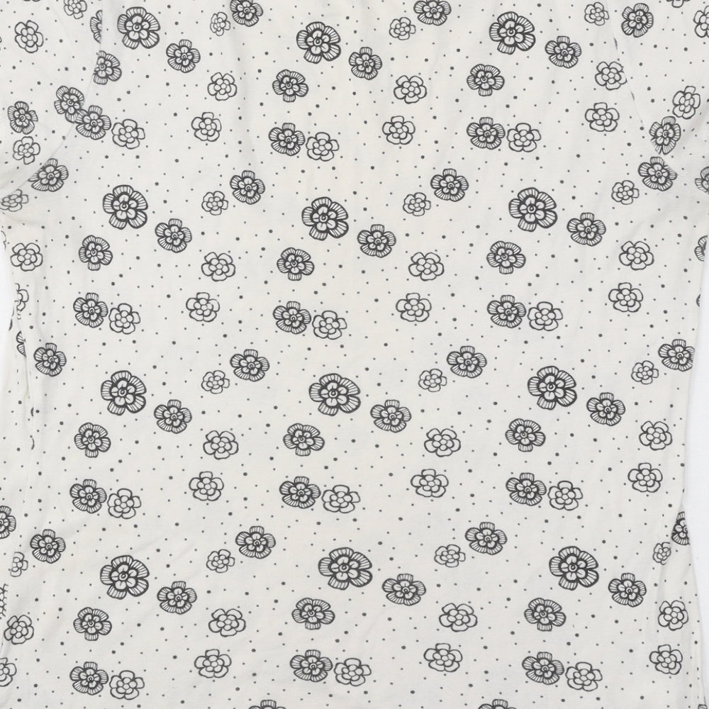 Papaya Womens White Geometric Cotton Basic T-Shirt Size 16 Round Neck