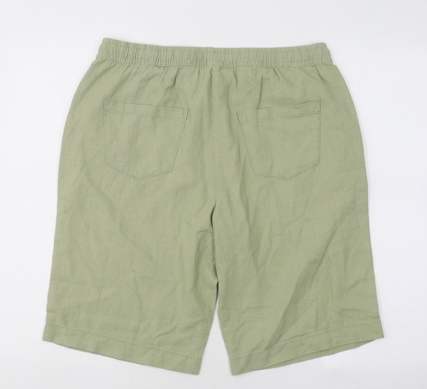 Papaya Womens Green Linen Sweat Shorts Size 12 Regular Drawstring