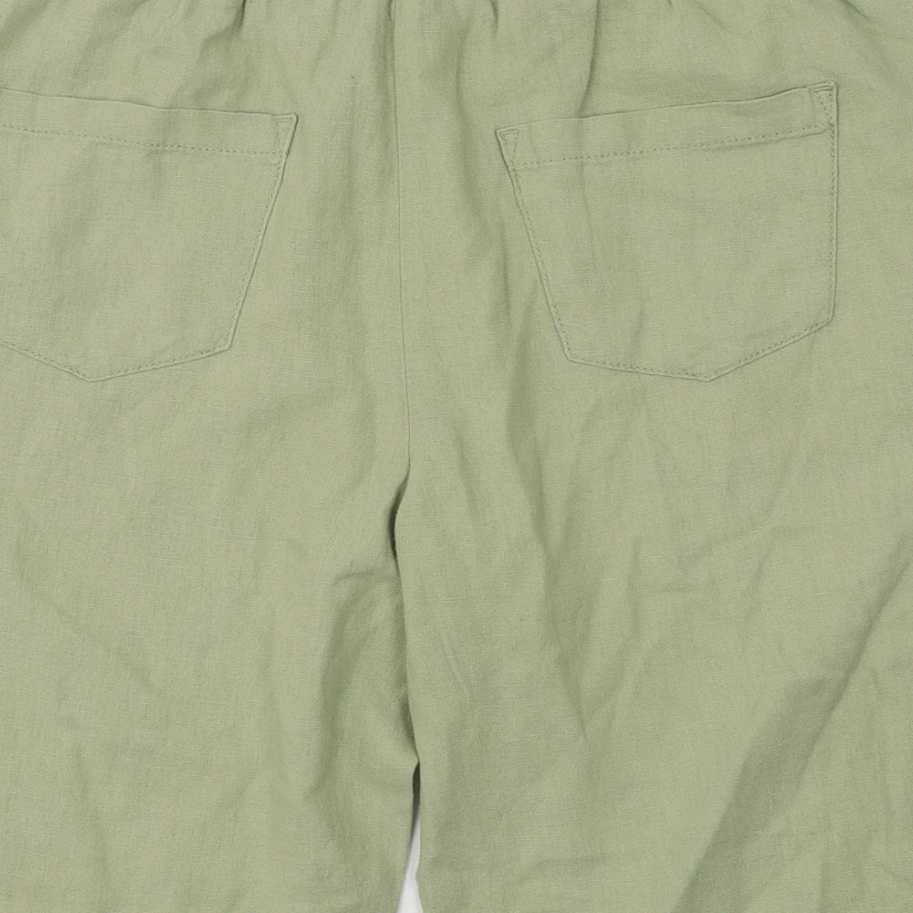 Papaya Womens Green Linen Sweat Shorts Size 12 Regular Drawstring