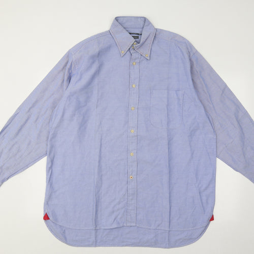 Code Mens Blue Cotton Button-Up Size 16.5 Collared Button
