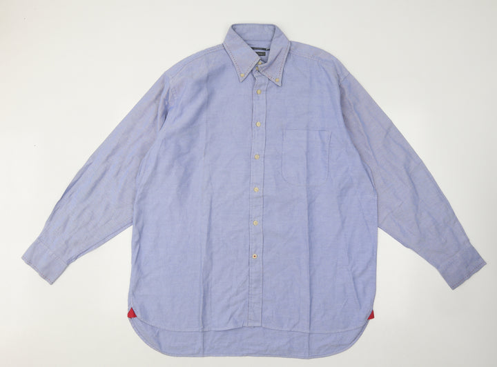 Code Mens Blue Cotton Button-Up Size 16.5 Collared Button