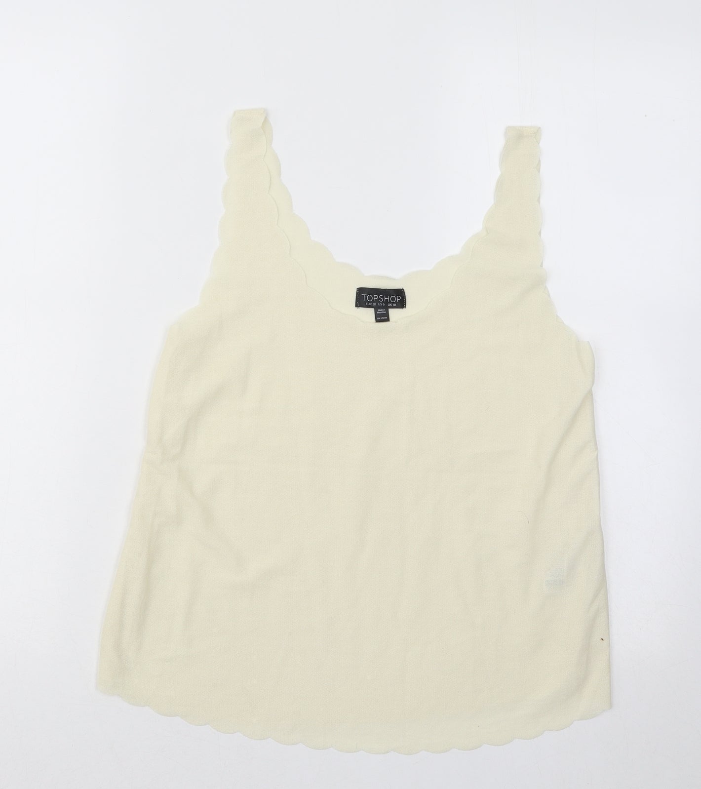 Topshop Womens Yellow Polyester Basic Tank Size 10 Round Neck