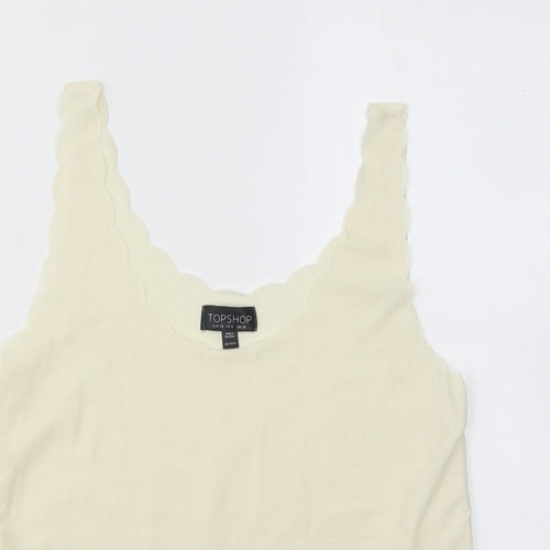 Topshop Womens Yellow Polyester Basic Tank Size 10 Round Neck