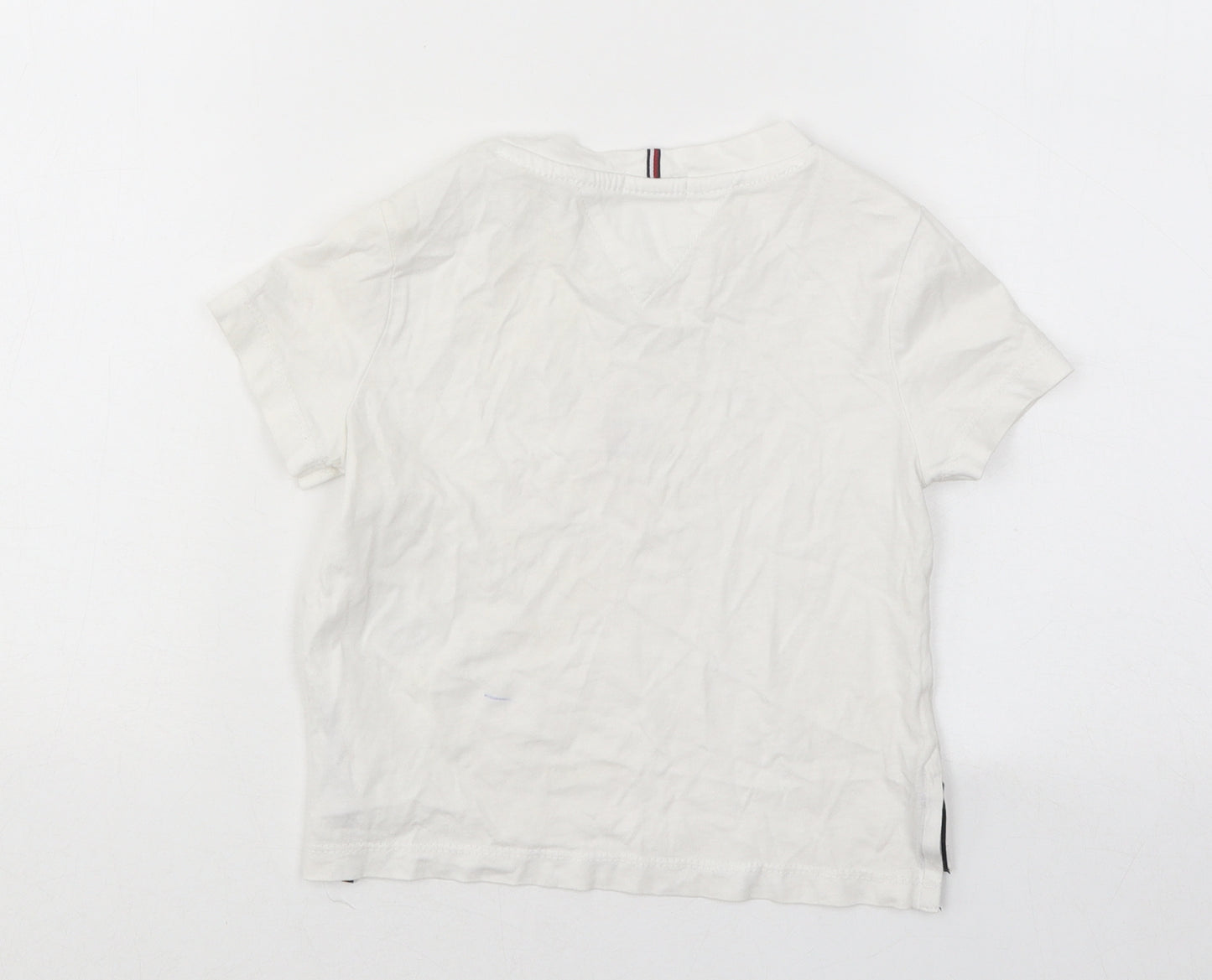 Tommy Hilfiger Boys White Cotton Basic T-Shirt Size 2-3 Years Round Neck Pullover
