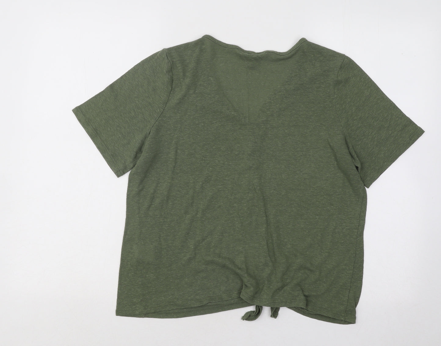 Banana Republic Womens Green Linen Basic T-Shirt Size L V-Neck