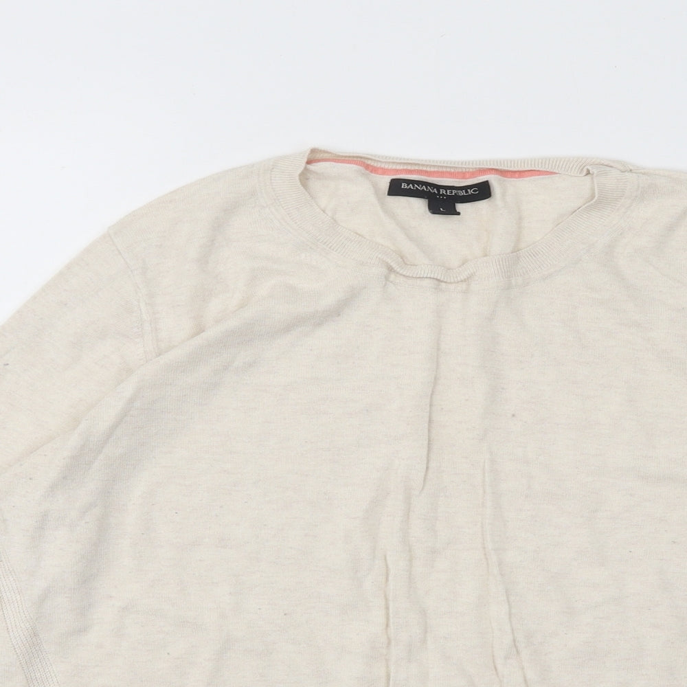 Banana Republic Womens Beige Roll Neck Cotton Pullover Jumper Size L