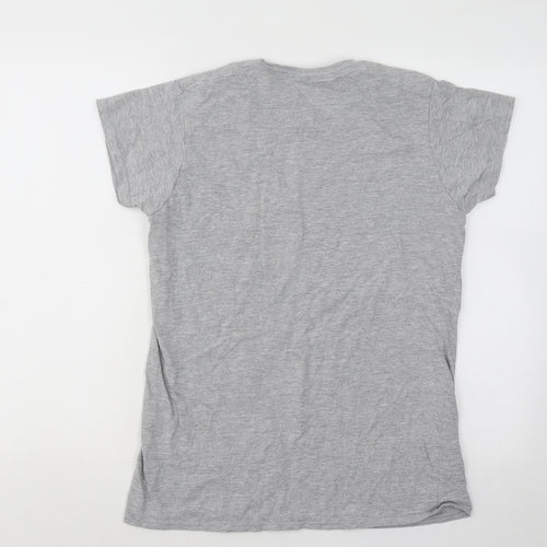 Point Womens Grey Polyester Basic T-Shirt Size L Round Neck - Boston