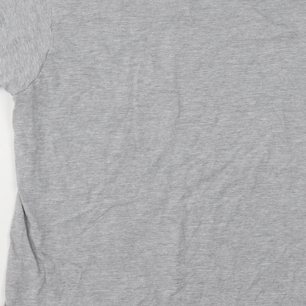 Point Womens Grey Polyester Basic T-Shirt Size L Round Neck - Boston