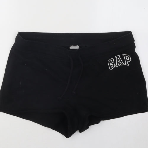 Gap Womens Black Cotton Hot Pants Shorts Size L Regular Drawstring
