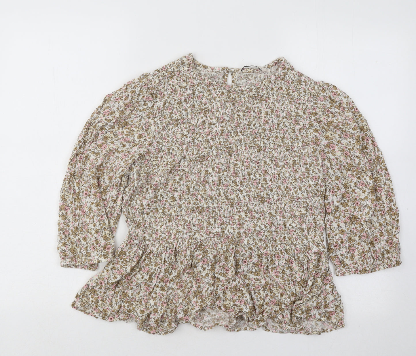 TU Womens Multicoloured Floral Viscose Basic Blouse Size 14 Round Neck