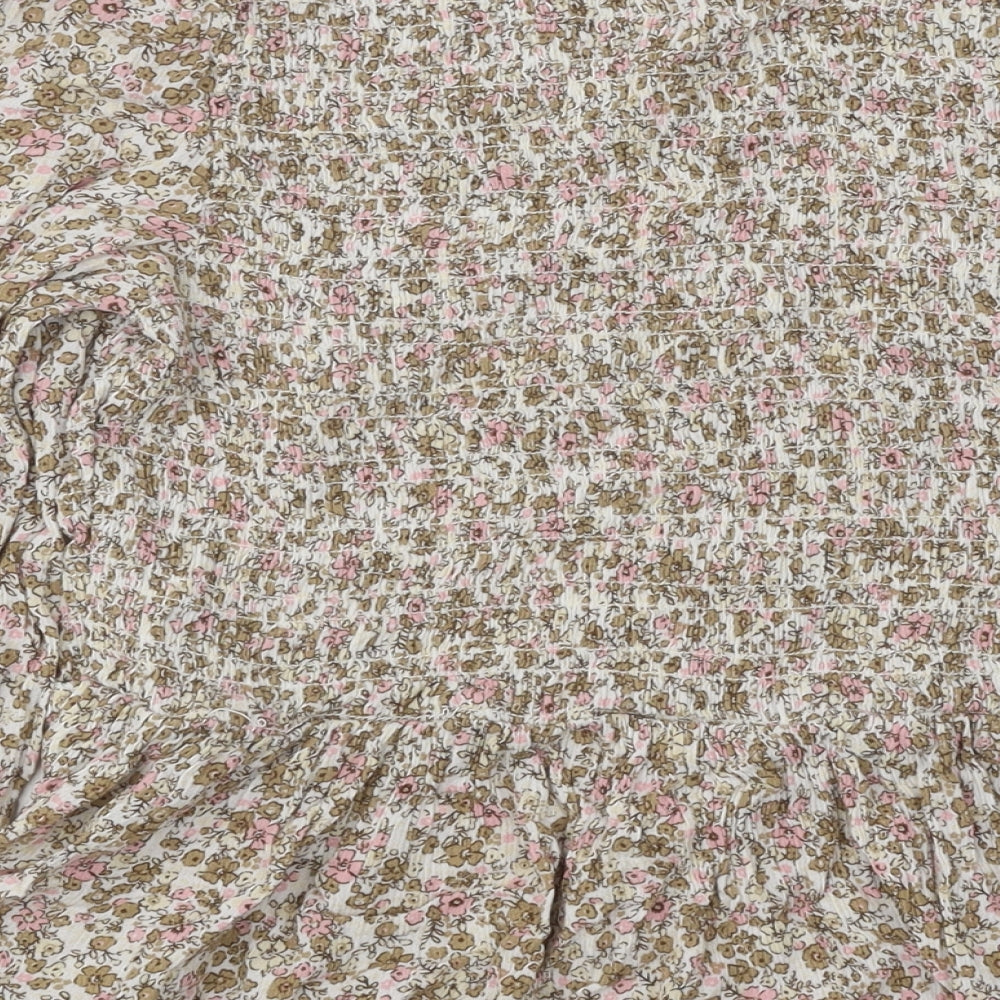 TU Womens Multicoloured Floral Viscose Basic Blouse Size 14 Round Neck