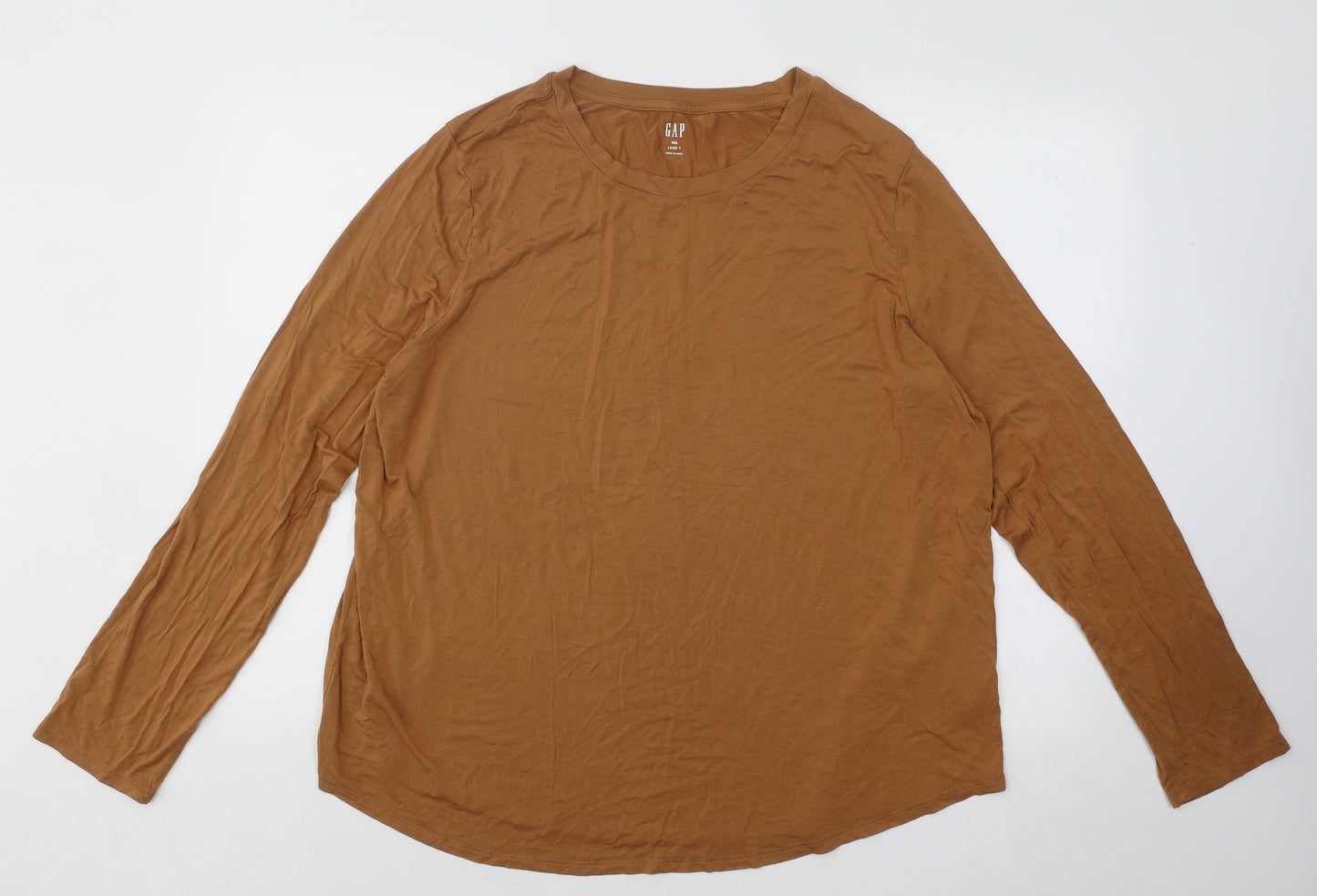 Gap Womens Brown Viscose Basic T-Shirt Size 2XL Round Neck